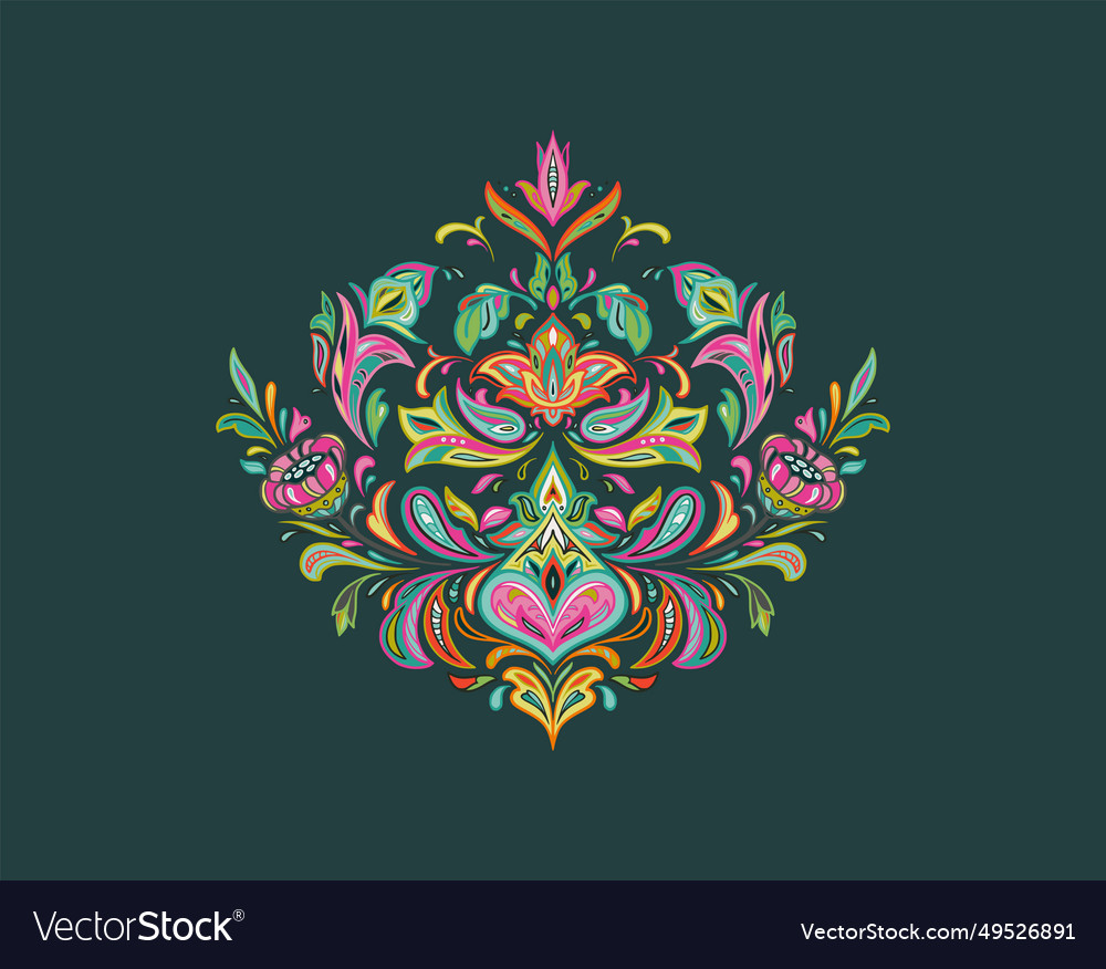 Oriental motif on green background Royalty Free Vector Image