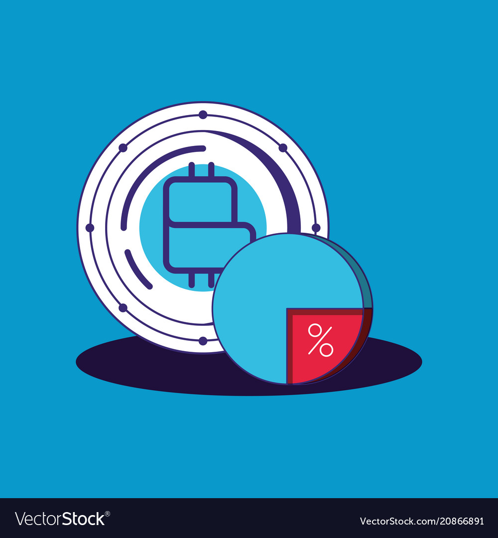 Pie chart and bitcoin coin