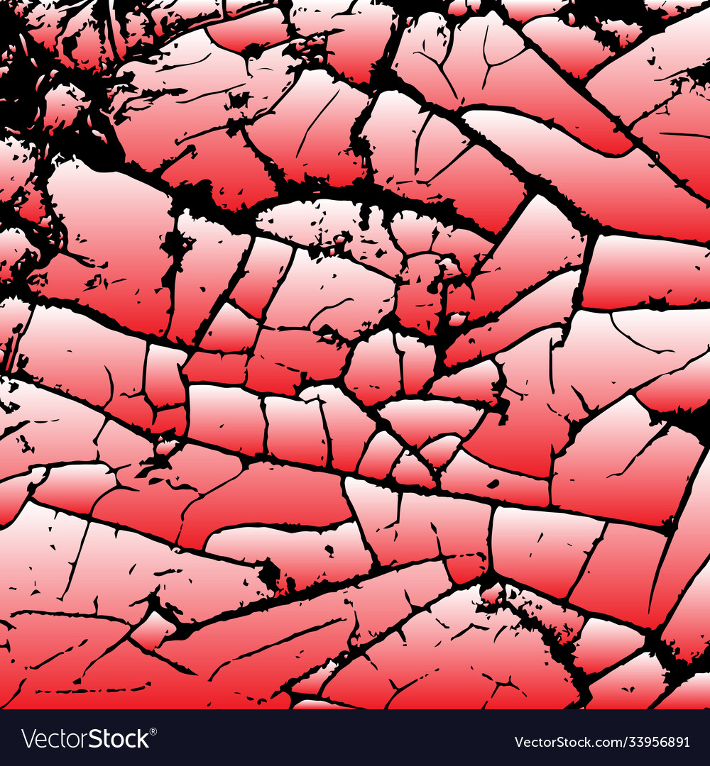 Red cracking texture grunge background pattern vector image Red cracking texture grunge background pattern