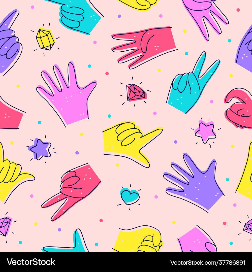 Seamless pattern with diverse hands Royalty Free Vector
