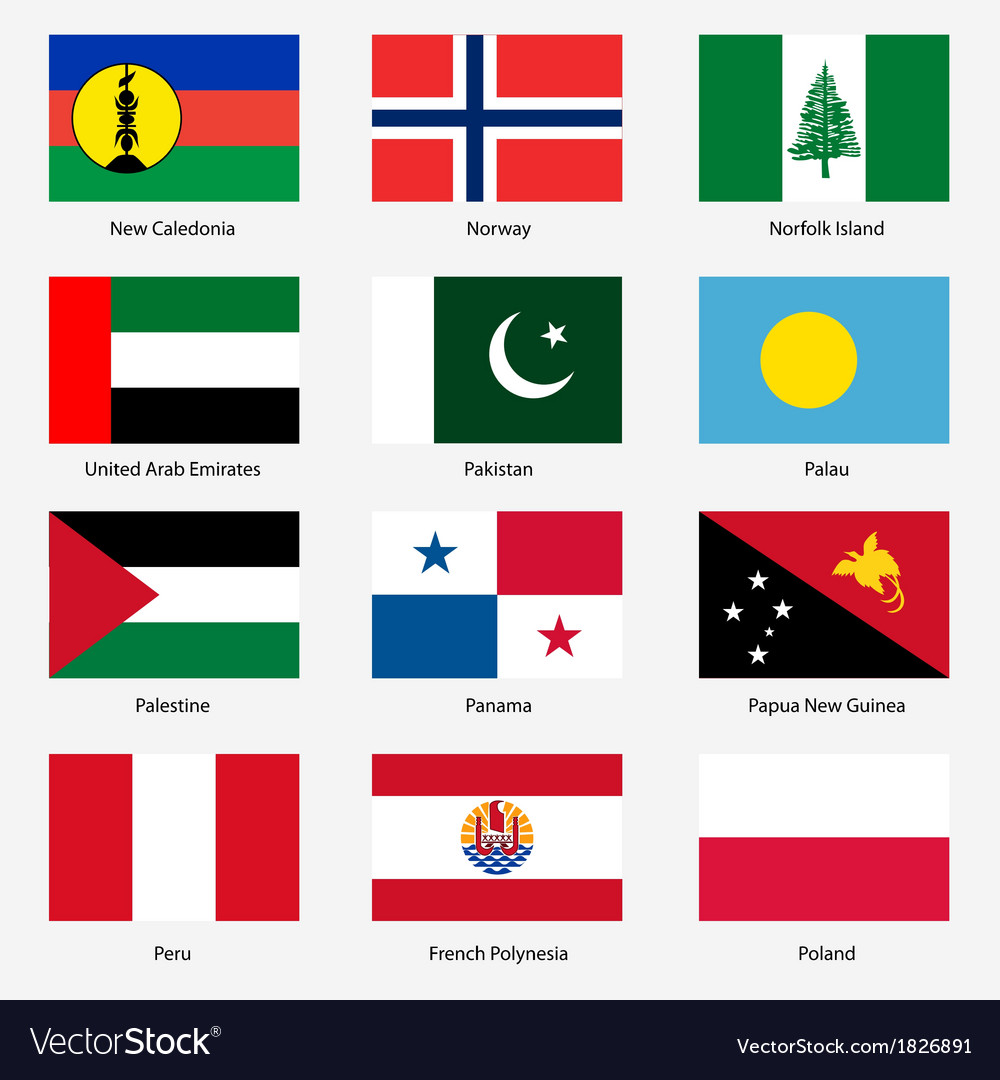 Set flags of world sovereign states n Royalty Free Vector