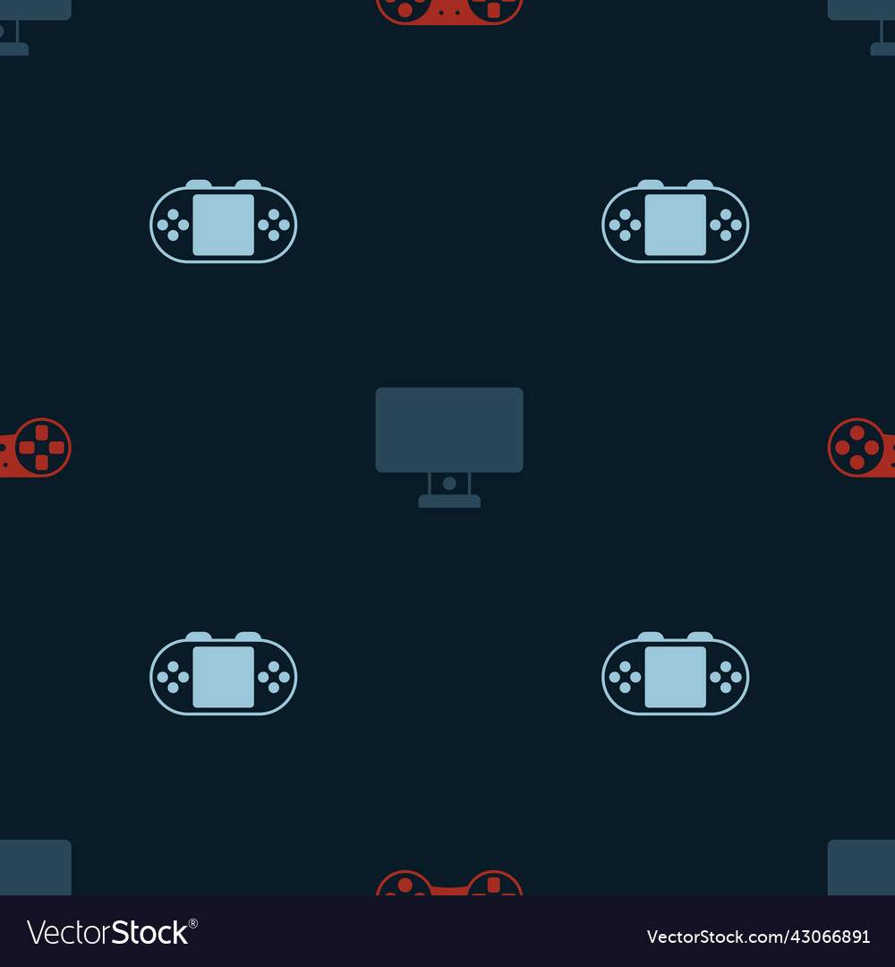 Set game controller or joystick computer monitor vector image Set game controller or joystick computer monitor