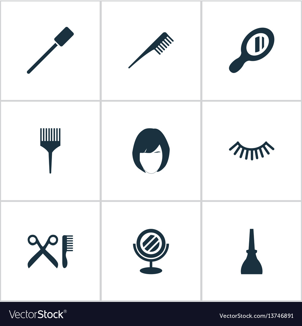 Set Of Simple Salon Icons Royalty Free Vector Image