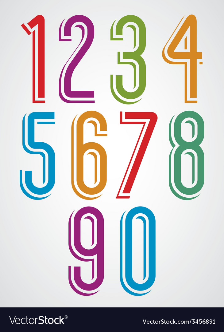 Thin elegant bright animated rounded numbers