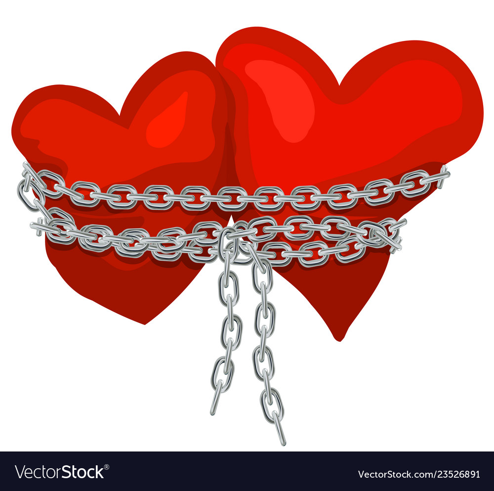Two hearts linked by a chain