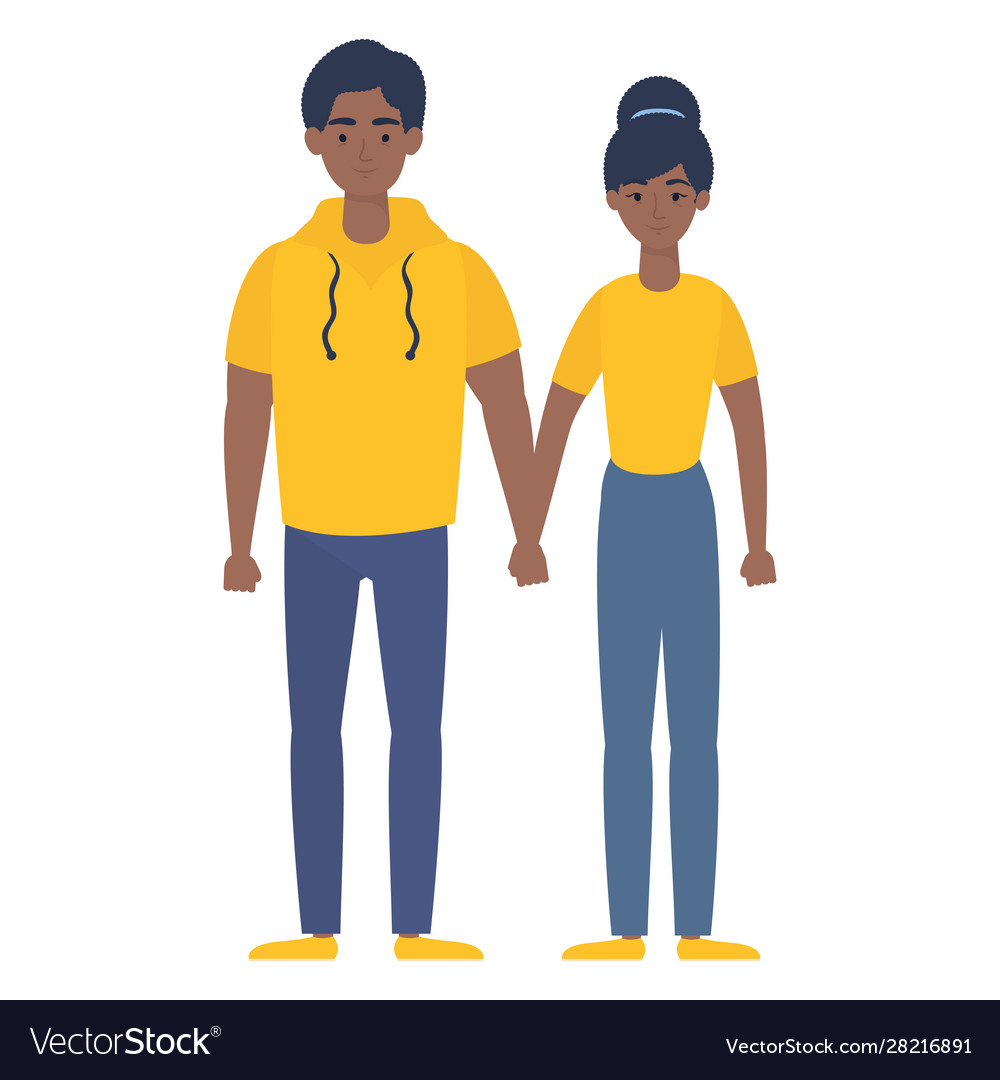 Young afro couple avatars characters Royalty Free Vector