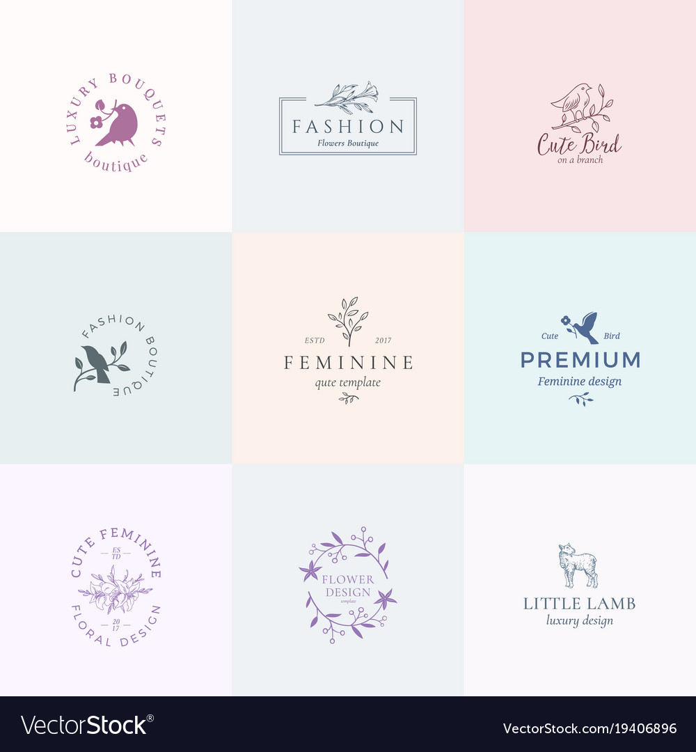 Abstract feminine signs symbols or logo Royalty Free Vector