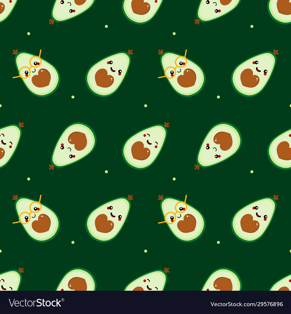 Avocado characters seamless pattern vector image Avocado characters seamless pattern