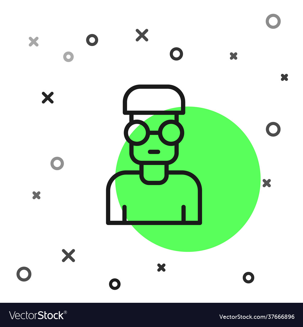 Black line nerd geek icon isolated on white Vector Image Black line nerd geek icon isolated on white