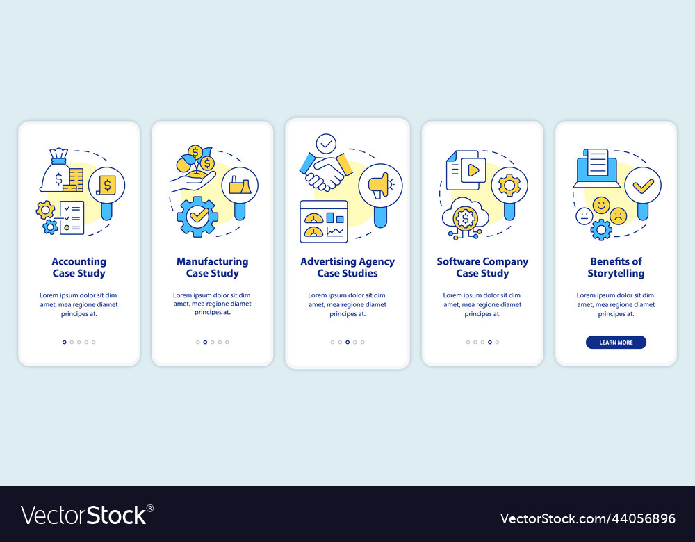 Case studies usage onboarding mobile app screen Vector Image Case studies usage onboarding mobile app screen