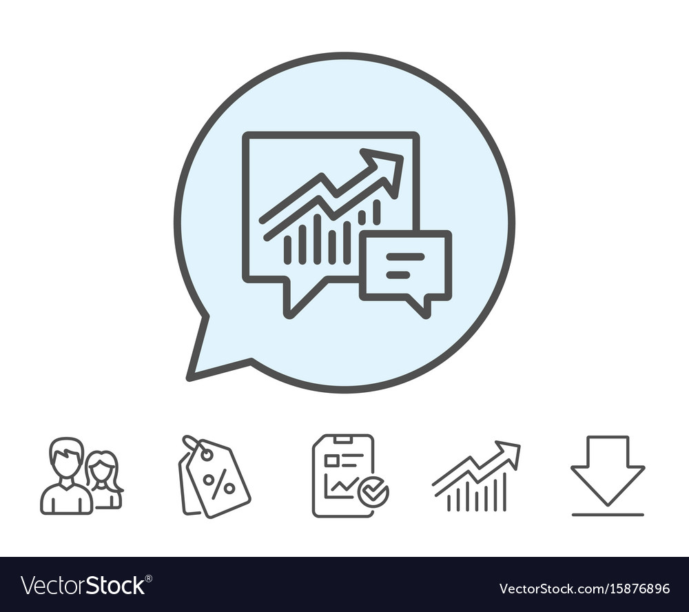 Chart line icon report graph in speech bubble
