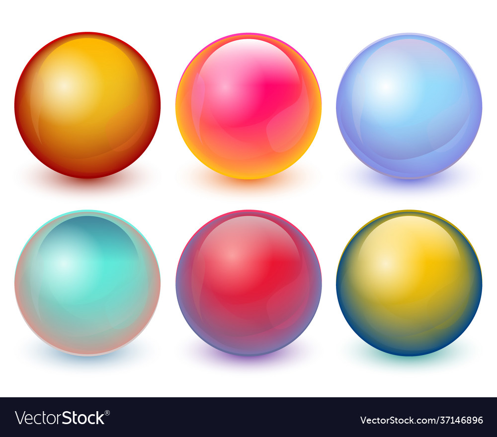 Collection colorful balls with shadow glossy Vector Image