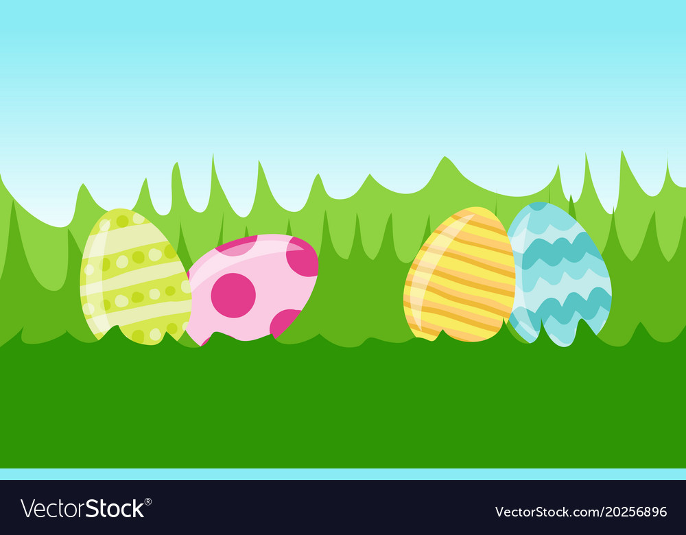 Colored easter eggs pattern with different style