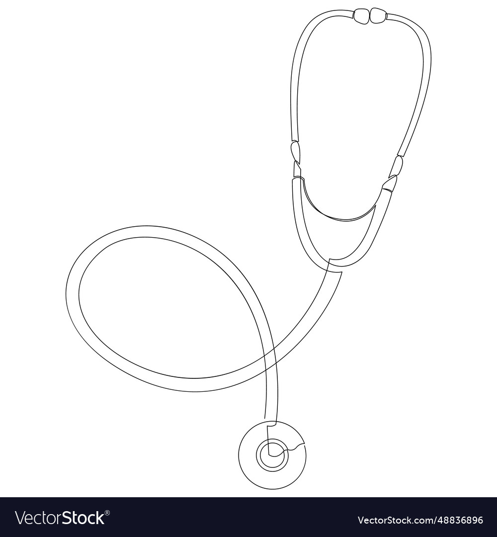 Continuous one line drawing of medical stethoscope