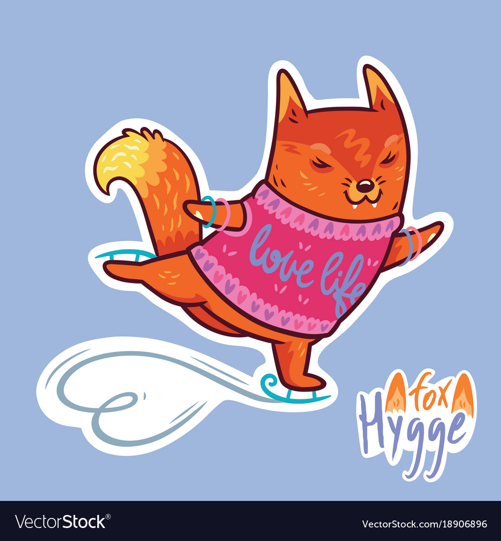 Cute baby fox skating decorative patch