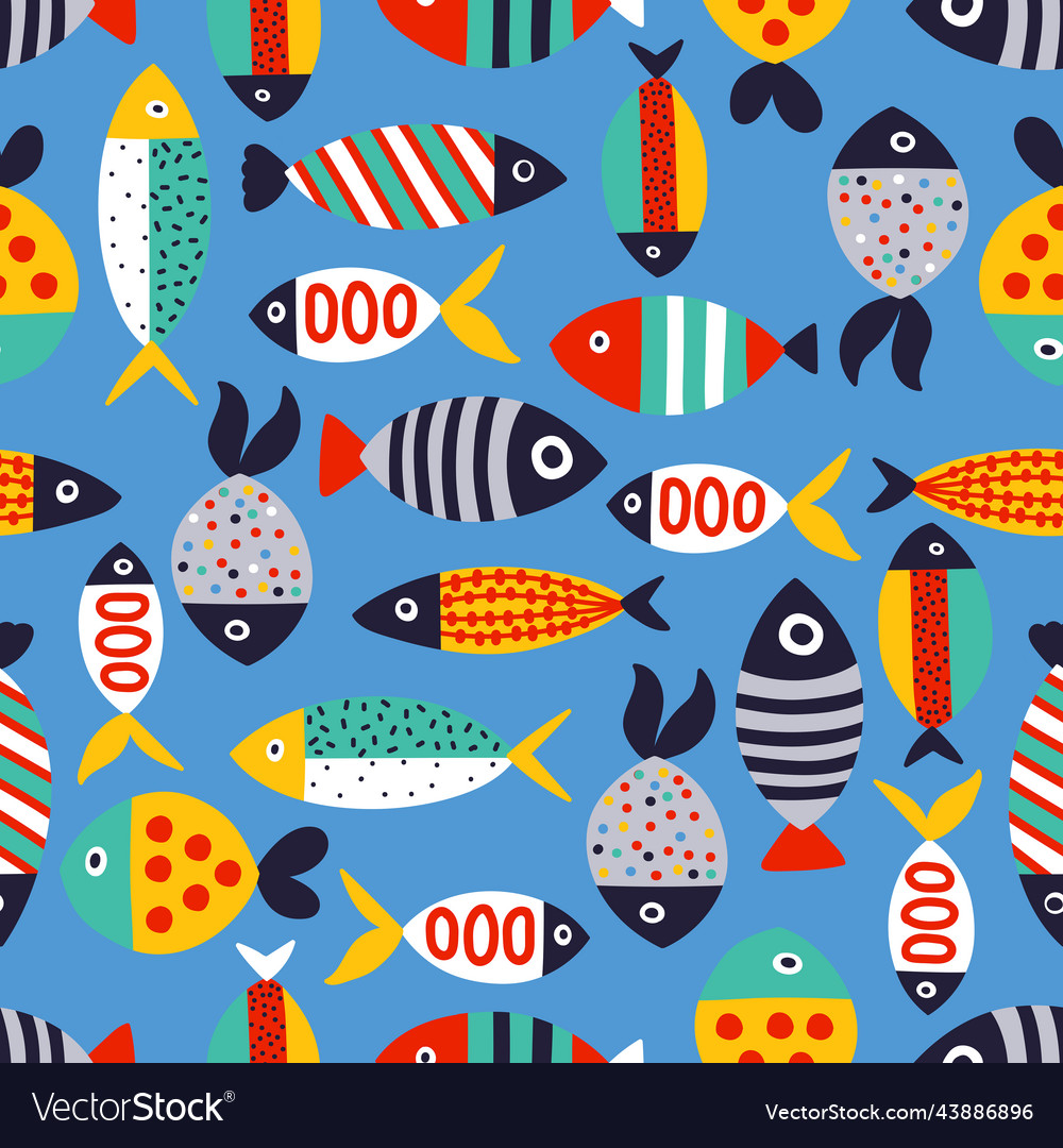 Cute fish kids background Royalty Free Vector Image