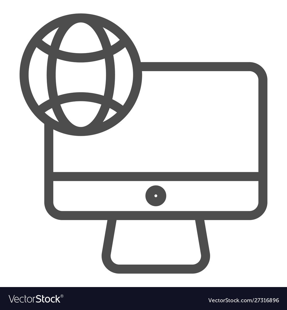 Internet on desktop line icon computer