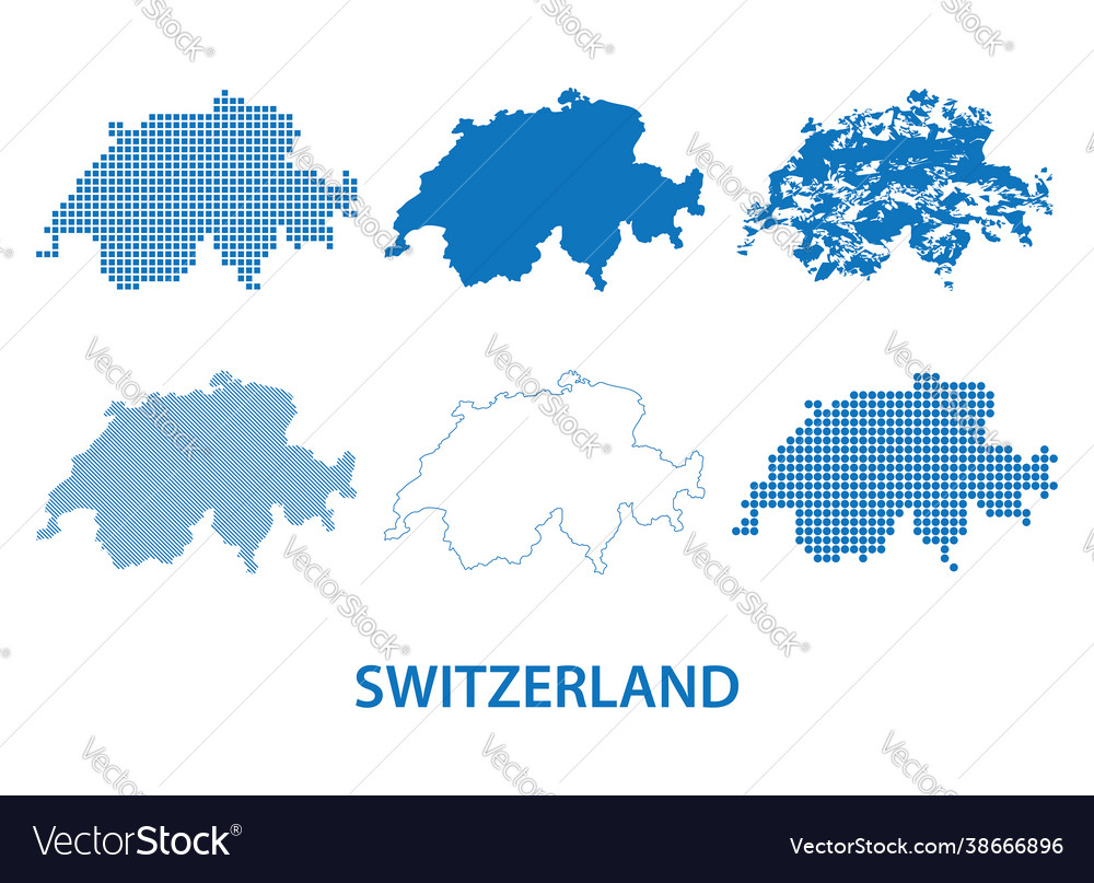 Map switzerland - set silhouettes