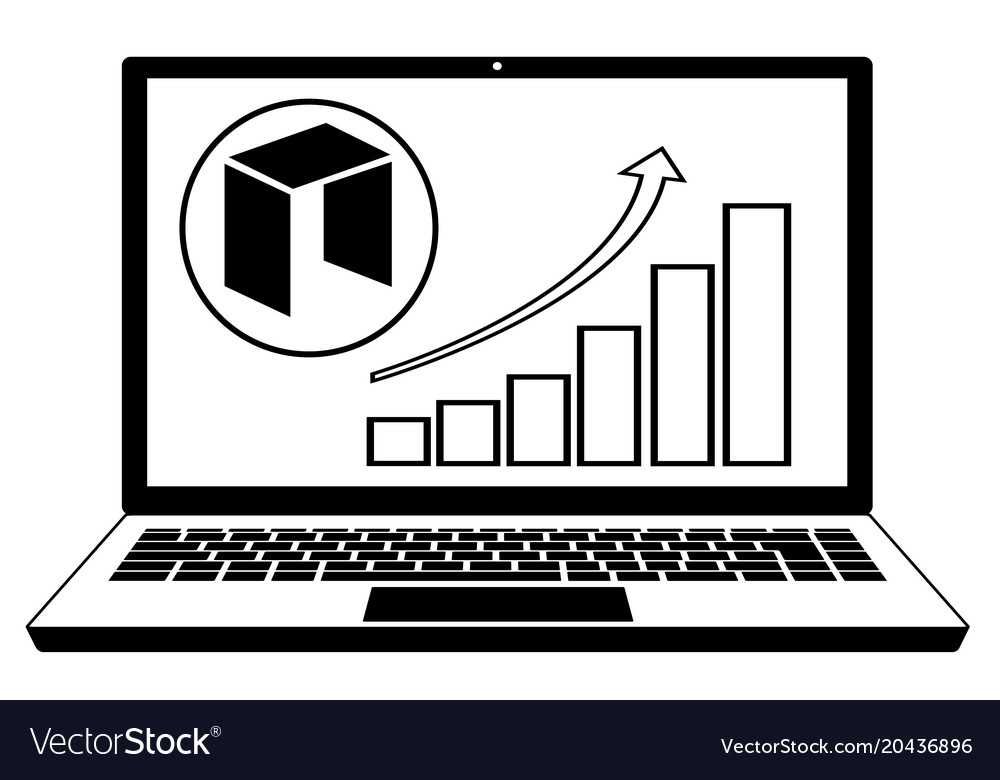 Neo coin with diagram on a screen laptop