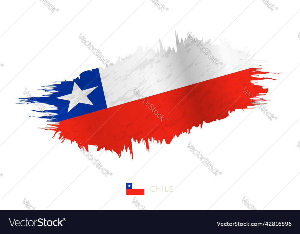 Painted brushstroke flag of chile with waving Vector Image