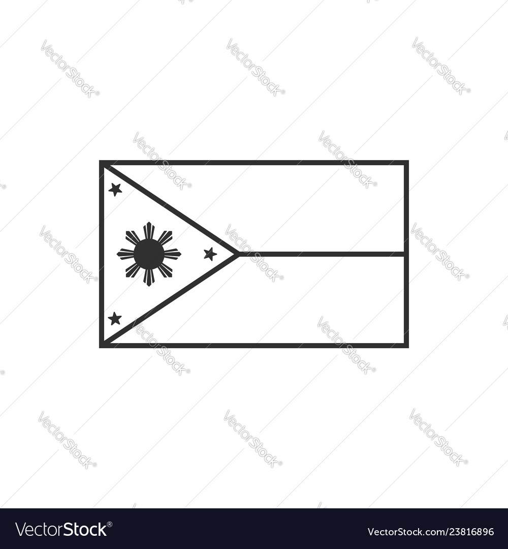 Philippines flag icon in black outline flat design