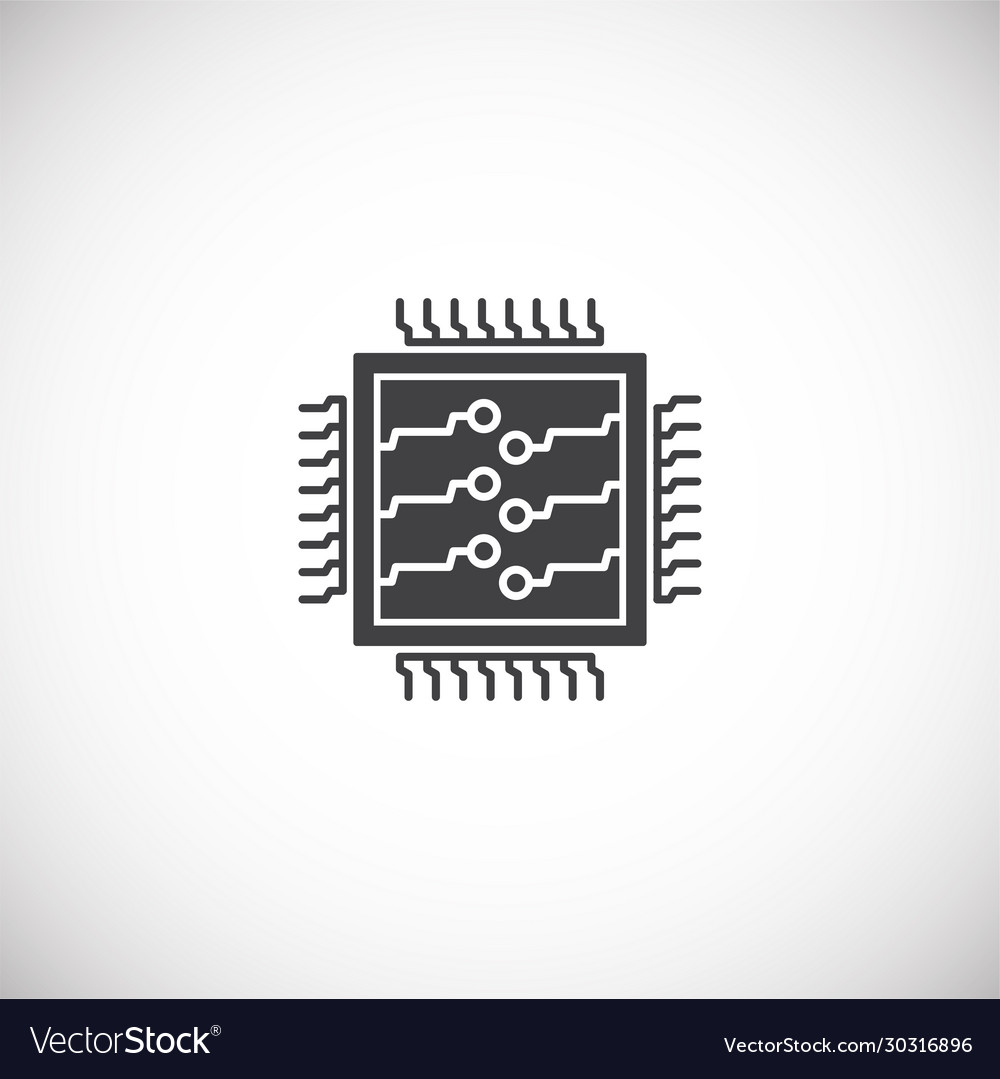 Processor chip related icon on background vector image Processor chip related icon on background