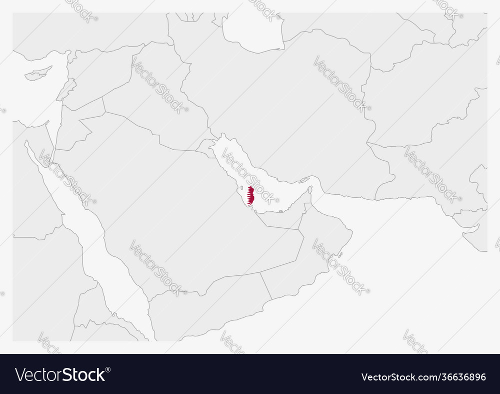 Qatar map highlighted in flag colors