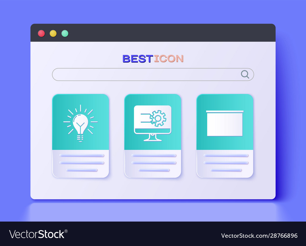 Set computer monitor with graph chart light bulb vector image Set computer monitor with graph chart light bulb