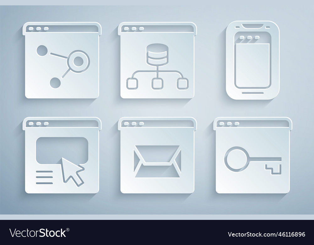 Set website and mail mobile phone ui or ux vector image Set website and mail mobile phone ui or ux