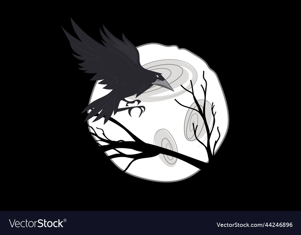 Sketch of flying raven hand drawn Royalty Free Vector Image