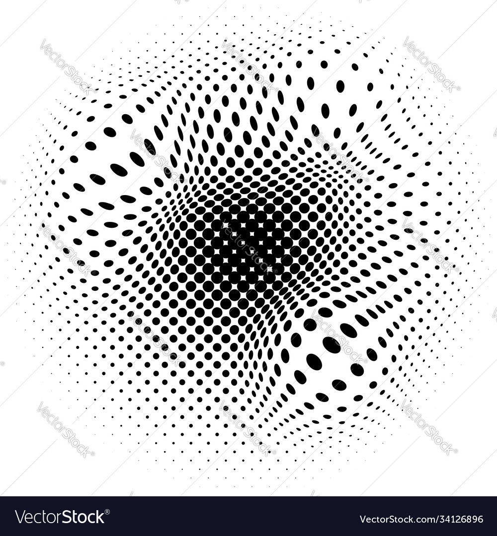 Spherical distortion halftone dots element orb vector image Spherical distortion halftone dots element orb