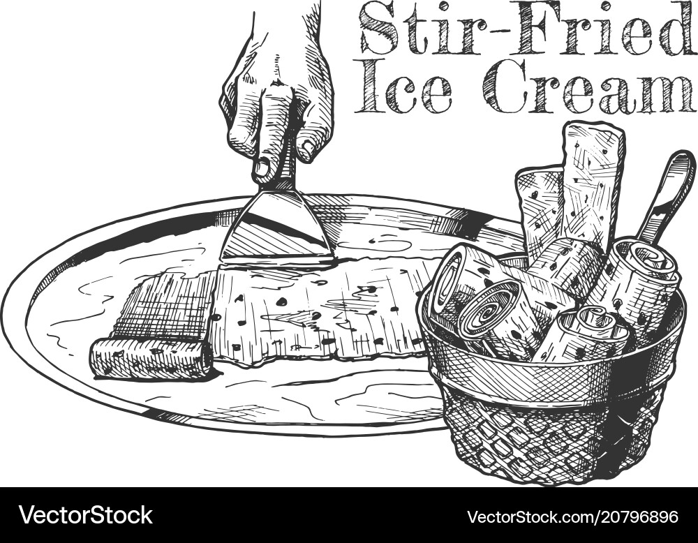 Stirfried ice cream Royalty Free Vector Image