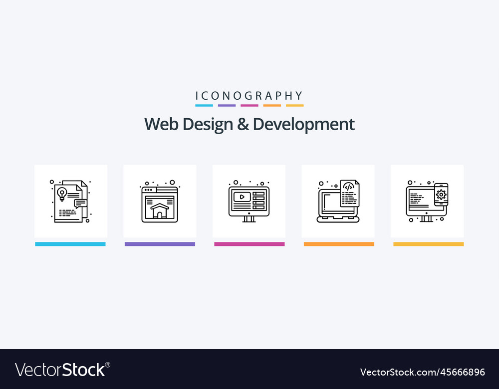 Web design and development line 5 icon pack