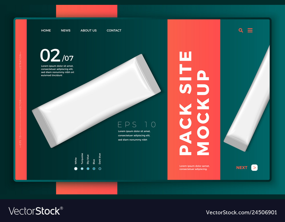 3d realistic sachet on modern site template