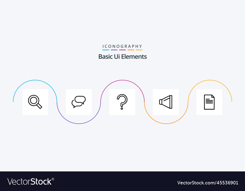 Basic ui elements line 5 icon pack including data
