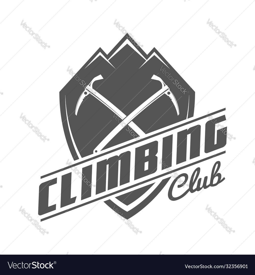 Climbing club black and white emblem