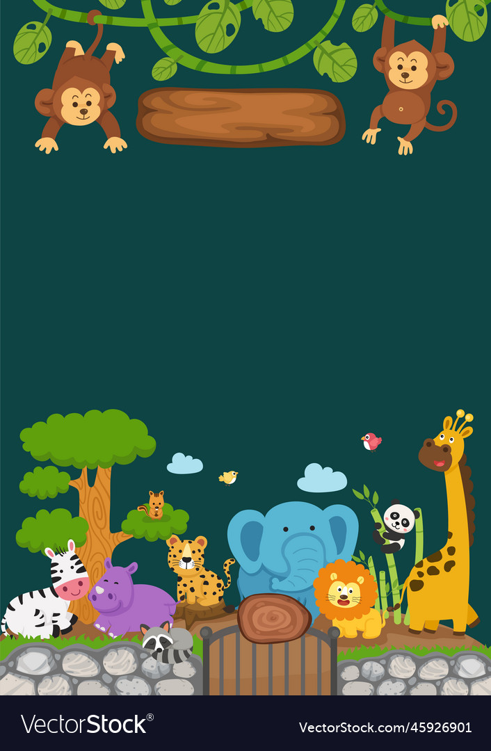 Empty banner template with zoo vector image Empty banner template with zoo