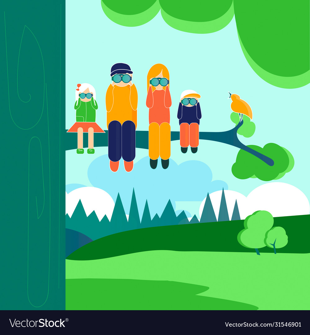 Familienwandern im Freien Cartoon Farbe vector image Familienwandern im Freien Cartoon Farbe