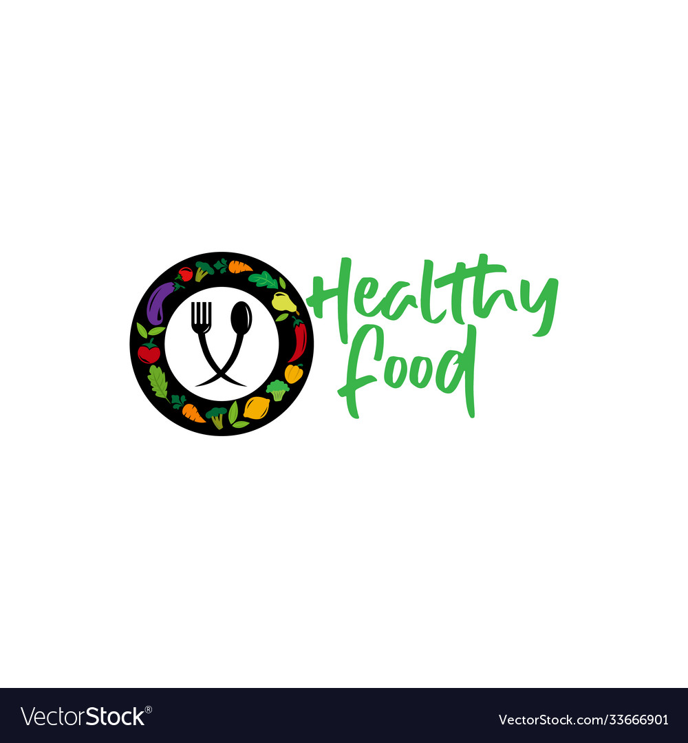 Healthy food logo template organic design