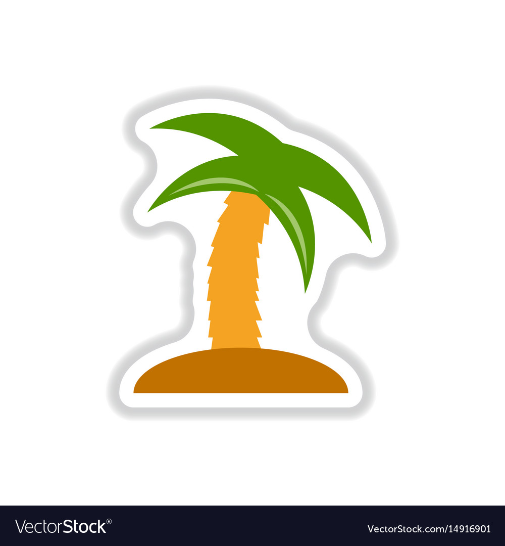 Labels with shadow flat icon palm tree