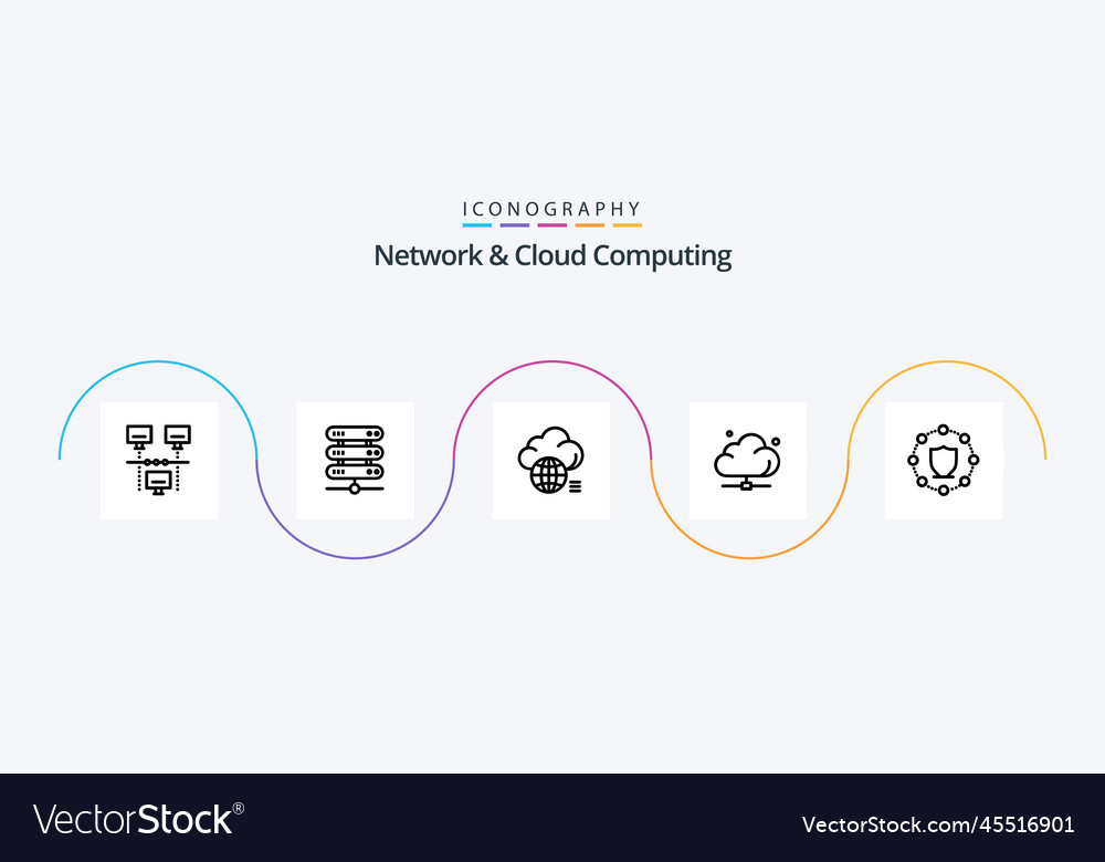 Network and cloud computing line 5 icon pack