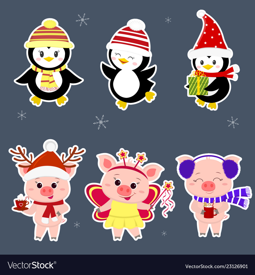 New year and christmas card a set sticker