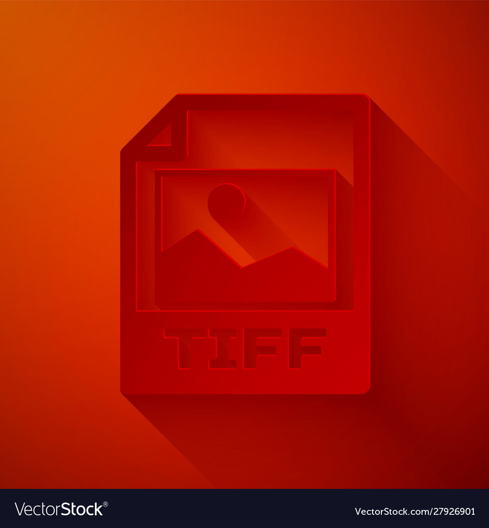 Paper cut tiff file document download button vector image Paper cut tiff file document download button