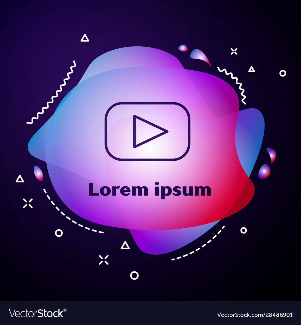 Purple line play icon isolated on dark blue