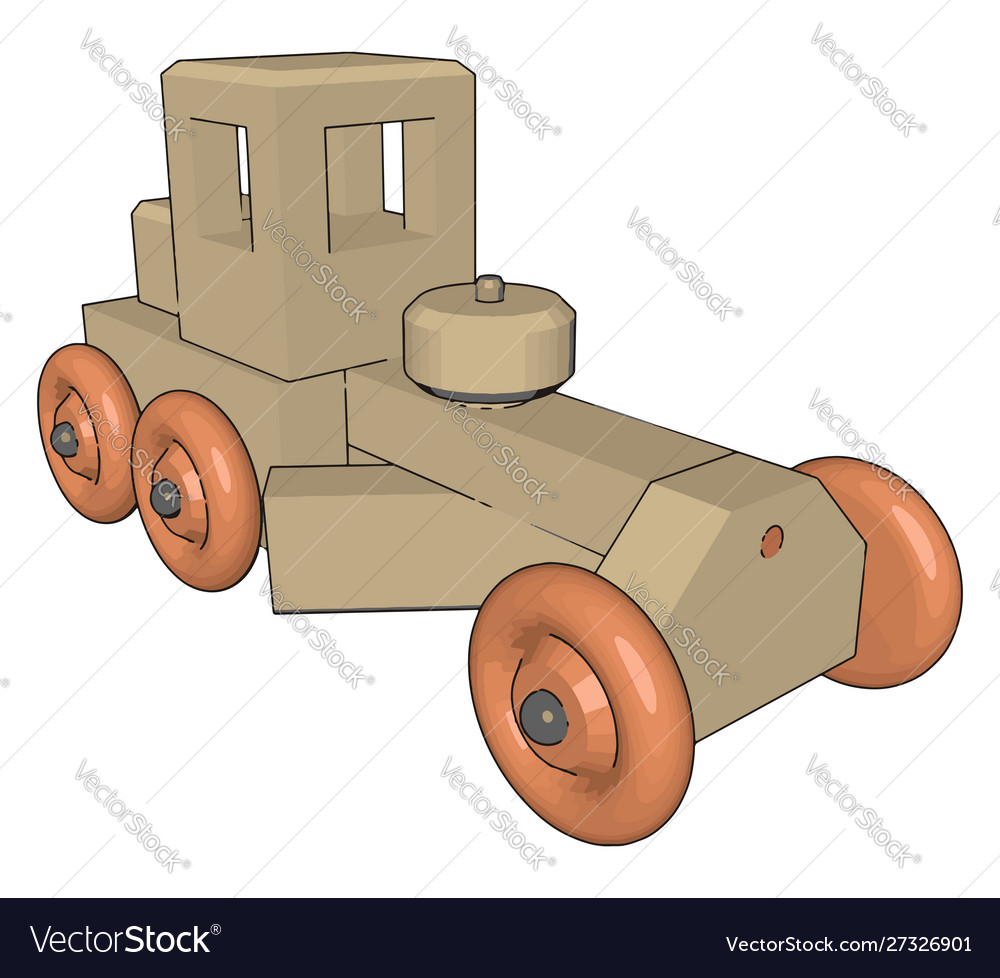 Retro car toy on white background