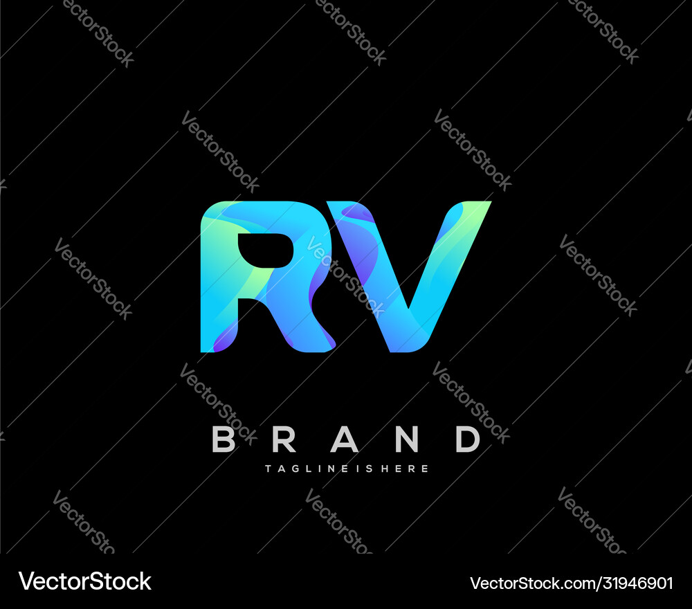 Rv initial logo with colorful template Royalty Free Vector