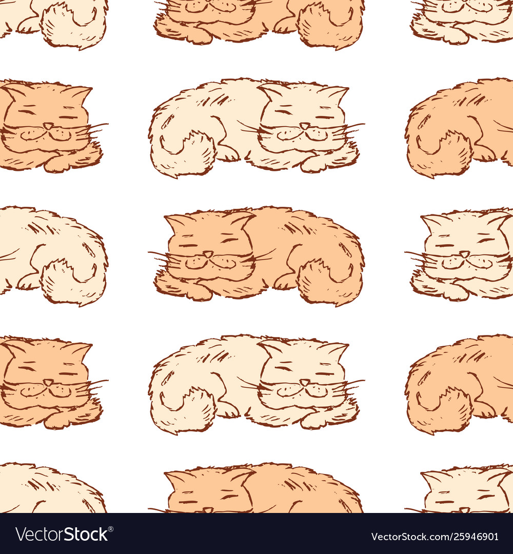 Seamless background drawn sleeping cats