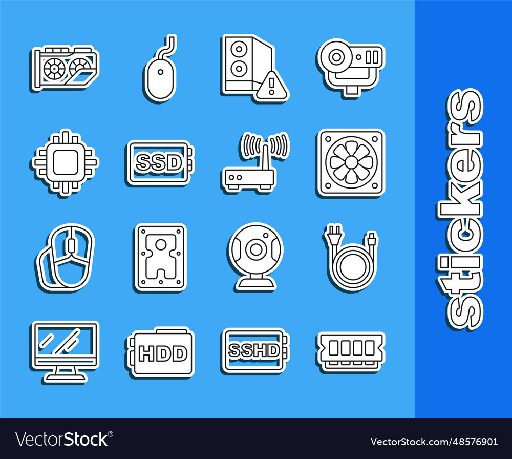 Setzen Sie Zeilenspeicher zufälligen Zugriff Speicher elektrische Stecker vector image Setzen Sie Zeilenspeicher zufälligen Zugriff Speicher elektrische Stecker
