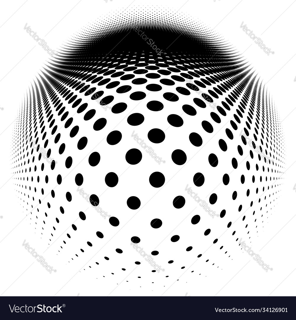 Spherical distortion halftone dots element orb vector image Spherical distortion halftone dots element orb