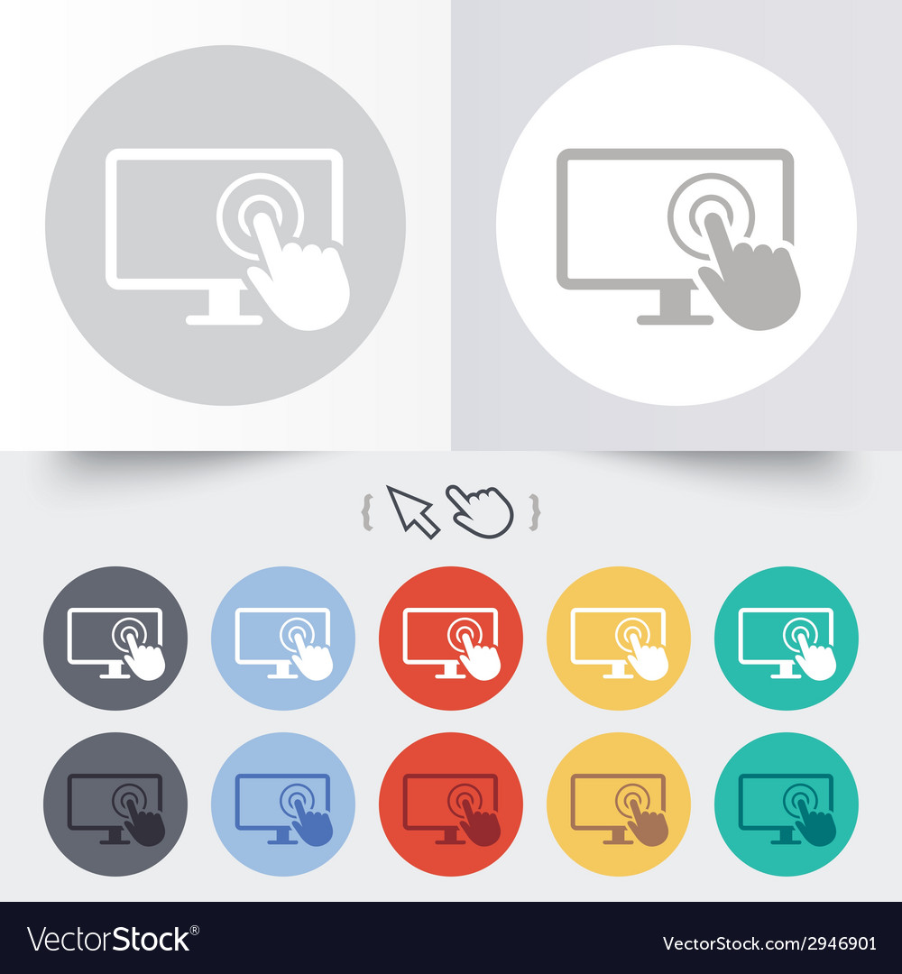 Touch screen monitor sign icon hand pointer
